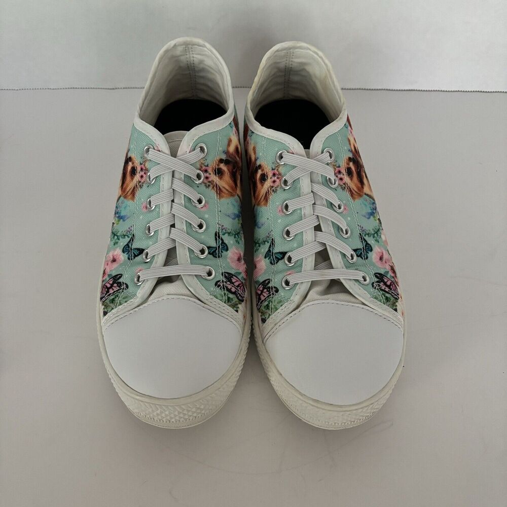 SHOE WOMEN 7.5 YORKIE TERRIER DOG PUPPY TIE TENNIS CASUAL CRUISE VACATION SHOW - Picture 3 of 11